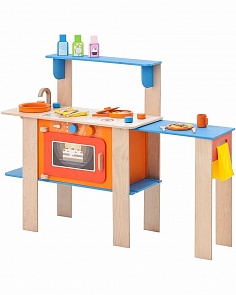 Деревянная кухня-трансформер для детей - Гавайский микс, с 16 аксессуарами (Paremo, PK115)